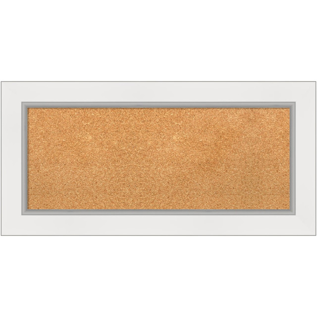 UNIEK INC. A42705383429 Amanti Art Rectangular Non-Magnetic Cork Bulletin Board, Natural, 35in x 17in, Eva White Silver Plastic Frame