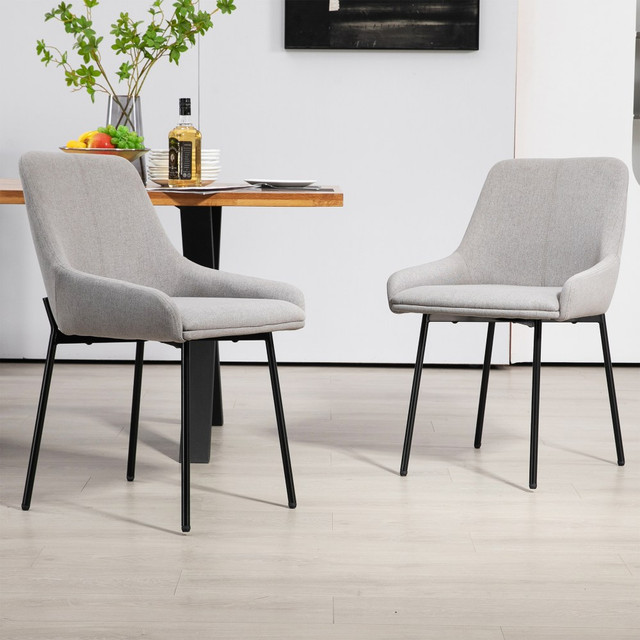 GLAMOUR HOME GHDC-1696 Banner Fabric and Iron Dining Accent Chairs, Gray/Black, Set Of 2 Chairs GLAMOUR HOME GHDC-1696 Banner Fabric and Iron Dining Accent Chairs, Gray/Black, Set Of 2 Chairs
