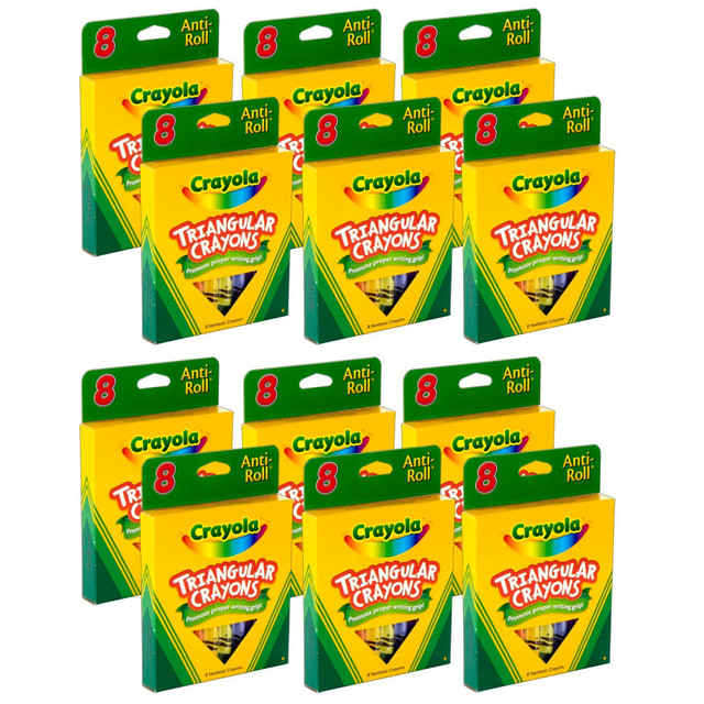 EDUCATORS RESOURCE BIN524008-12 Crayola Triangular Crayons, Large Size, Assorted Colors, 8 Crayons Per Box, Set Of 12 Boxes EDUCATORS RESOURCE BIN524008-12 Crayola Triangular Crayons, Large Size, Assorted Colors, 8 Crayons Per Box, Set Of 12 Boxes