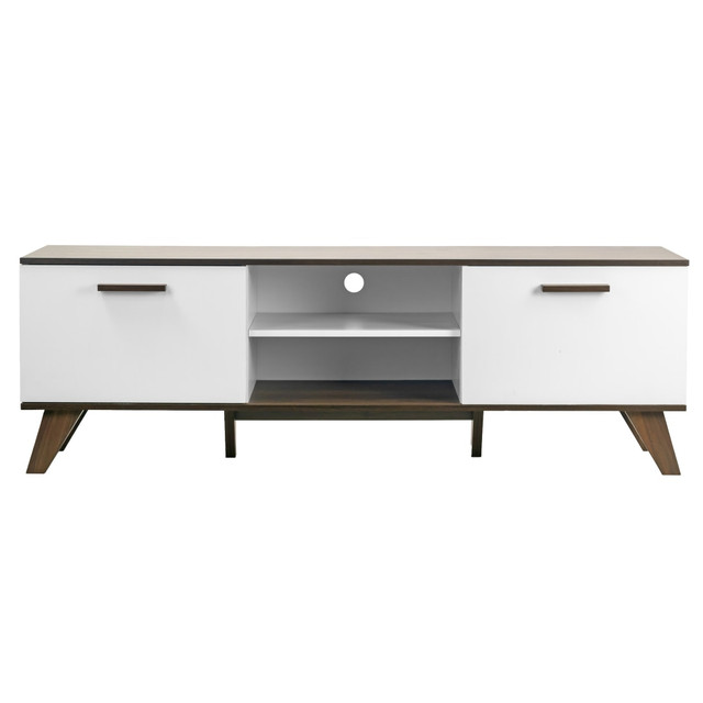 L&D TRADE LLC DBA GLAMOUR HOME GHTVS-1399 Glamour Home Annis Wood TV Stand for 65in TVs, 21-1/8inH x 63inW x 16inD, Walnut/White L&D TRADE LLC DBA GLAMOUR HOME GHTVS-1399 Glamour Home Annis Wood TV Stand for 65in TVs, 21-1/8inH x 63inW x 16inD, Walnut/White