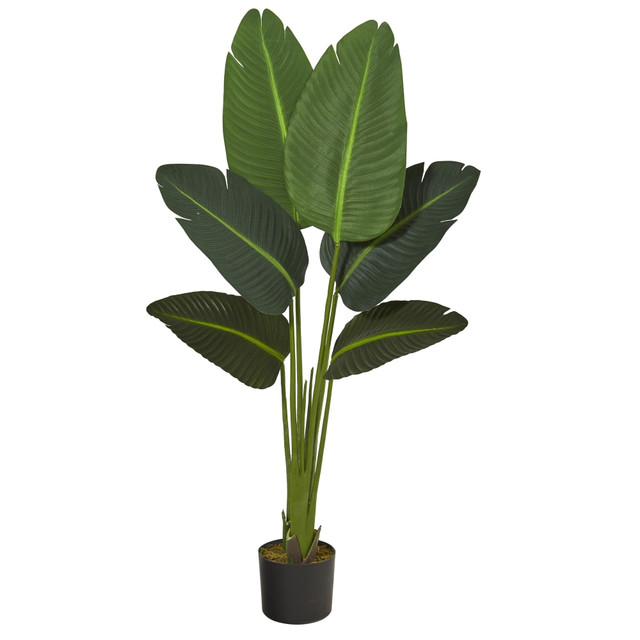 NEARLY NATURAL INC. P1310 Nearly Natural Traveler's Palm 45inH Artificial Plant With Planter, 45inH x 17inW x 15inD, Green/Black NEARLY NATURAL INC. P1310 Nearly Natural Traveler's Palm 45inH Artificial Plant With Planter, 45inH x 17inW x 15inD, Green/Black