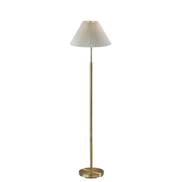 ADESSO INC SL9500-21 Adesso Simplee Jeremy Floor Lamp, 60-3/4inH, Antique Brass/White ADESSO INC SL9500-21 Adesso Simplee Jeremy Floor Lamp, 60-3/4inH, Antique Brass/White