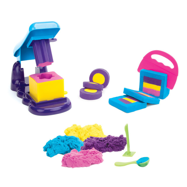 Kids can make fascinating color reveals with the Educational Insights Sand Magic Reveal. This kit includes stampers, molds, 4 colors of Playfoam, a design station and more for hours of exciting play.  Sensory toy lets children enjoy satisfying color reveals.  Comes with 3 lb of Playfoam Sand in 4 colors, a design station, a cylinder, cube molds, 3 core molds, 3 shaped stampers, a cutter and a scooper.