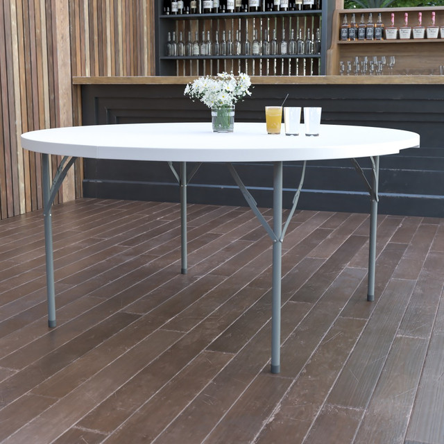 FLASH FURNITURE DADYCZ154GW Round Plastic Folding Table, 29inH x 60inW x 60inD, Granite White/Gray FLASH FURNITURE DADYCZ154GW Round Plastic Folding Table, 29inH x 60inW x 60inD, Granite White/Gray