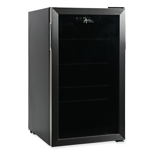 UNITED STATIONERS SUPPLY CO. JC-90VEL-F Alera 3.4 Cu Ft Beverage Cooler, Stainless Steel/Black UNITED STATIONERS SUPPLY CO. JC-90VEL-F Alera 3.4 Cu Ft Beverage Cooler, Stainless Steel/Black