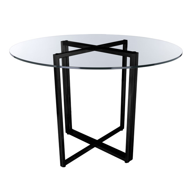 EURO STYLE, INC. 81136BLK-KIT Eurostyle Legend Round Dining Table, 30inH x 36inW x 36inD, Matte Black/Clear EURO STYLE, INC. 81136BLK-KIT Eurostyle Legend Round Dining Table, 30inH x 36inW x 36inD, Matte Black/Clear