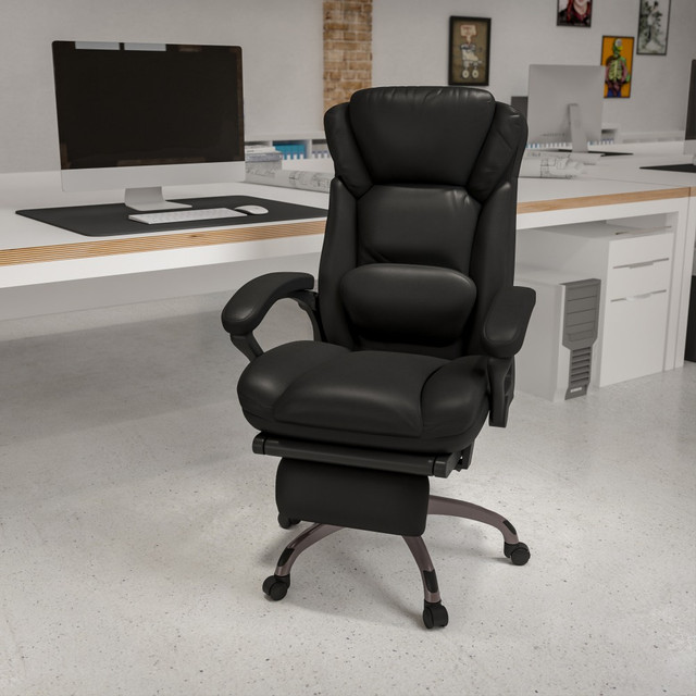 FLASH FURNITURE BT90279H  Ergonomic LeatherSoft High-Back Executive Reclining Swivel Task Chair, Black