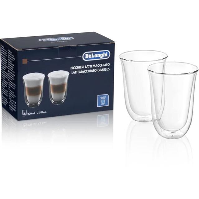DELONGHI AMERICA INC. DLSC312 DeLonghi 2 Lattemacchiato Double Wall Glasses DLSC312 - 7.44 fl oz - Borosilicate Glass - Coffee - 2 / Set