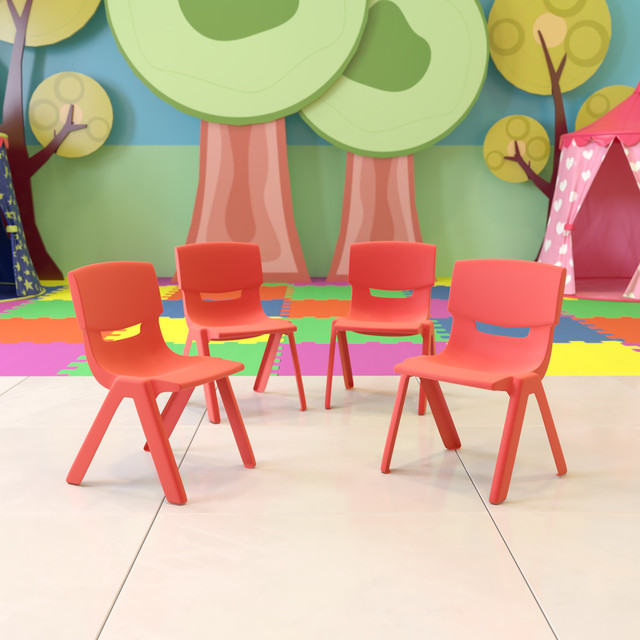Upgrade your classroom with a set of Flash Furniture Plastic Stackable School Chairs With 10-1/2in Seat Height. These dynamic chairs have a contoured polypropylene seat for durability and comfort.  Overall Dimensions: 20inH x 12-1/2inW x 14inD.  Weight capacity tested to support 154 lb.  Made from durable plastic.  Contoured polypropylene shell.  Chairs can stack up to 10 high for storage.  Recommended for preschool ages.  Save time - no assembly required.