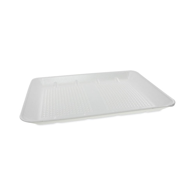 PACTIV CORP HTF110140000 Pactiv Evergreen Foam Trays, Supermarket, #1014 Family Pack Tray, 13-7/8in x 9-7/8in x 1in, White, Pack Of 100 Trays