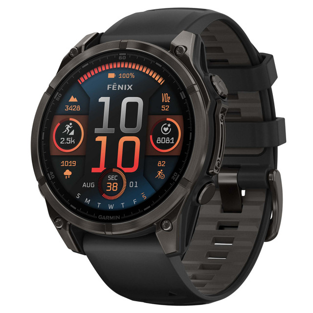 GARMIN INTERNATIONAL, INC. 010-02904-20 Garmin fenix 8 AMOLED Multisport GPS Watch With Silicone Band And 47mm Sapphire Lens, Carbon Gray/Black GARMIN INTERNATIONAL, INC. 010-02904-20 Garmin fenix 8 AMOLED Multisport GPS Watch With Silicone Band And 47mm Sapphire Lens, Carbon Gray/Black