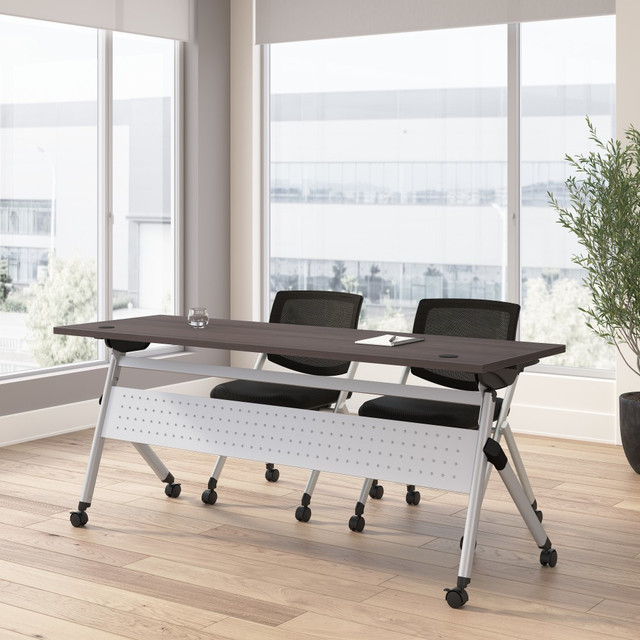 BUSH INDUSTRIES INC. NVS004SG Bush Business Furniture Envision 72inW Folding Training Table and 2 Folding Chairs, Storm Gray/Cool Gray Metallic, Standard Delivery BUSH INDUSTRIES INC. NVS004SG Bush Business Furniture Envision 72inW Folding Training Table and 2 Folding Chairs, Storm Gray/Cool Gray Metallic, Standard Delivery