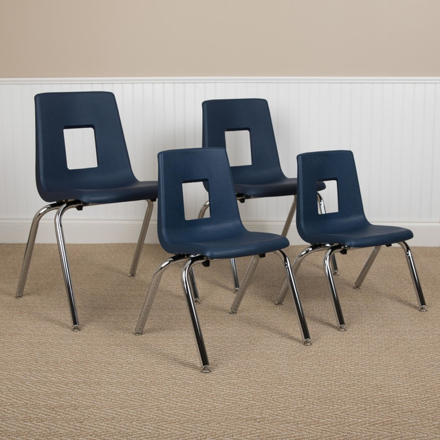 FLASH FURNITURE ADVSSC12NAVY  Advantage Student Stacking School Chair, Navy/Silver