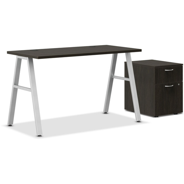 HON HON4824BFJA1ASV Mod 48inW Table Writing Desk With Mobile Storage, Silver/Java Oak HON HON4824BFJA1ASV Mod 48inW Table Writing Desk With Mobile Storage, Silver/Java Oak