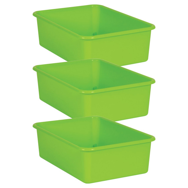 EDUCATORS RESOURCE TCR20409-3 Teacher Created Resources Large Plastic Storage Bins, 5inH x 11-1/2inW x 16-1/4inD, Lime, Pack Of 3 Bins EDUCATORS RESOURCE TCR20409-3 Teacher Created Resources Large Plastic Storage Bins, 5inH x 11-1/2inW x 16-1/4inD, Lime, Pack Of 3 Bins
