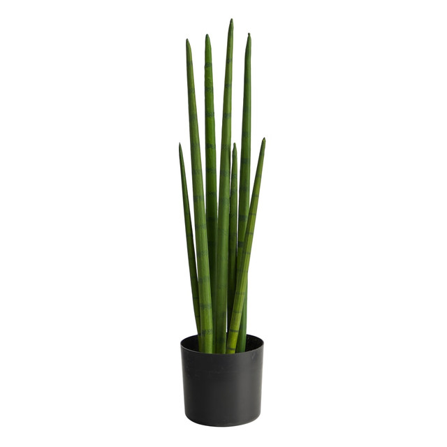 NEARLY NATURAL INC. P1806 Nearly Natural Sansevieria Snake 23inH Artificial Plant With Planter, 23inH x 4inW x 4inD, Green/Black NEARLY NATURAL INC. P1806 Nearly Natural Sansevieria Snake 23inH Artificial Plant With Planter, 23inH x 4inW x 4inD, Green/Black