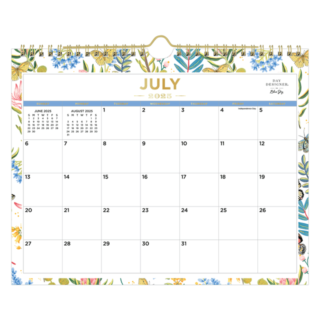 BLUE SKY THE COLOR OF IMAGINATION LLC 136694-A26 2025-2026 Day Designer Monthly Wall Calendar, 8-3/4in x 11in, Flutter, July 2025 To June 2026, 136694 BLUE SKY THE COLOR OF IMAGINATION LLC 136694-A26 2025-2026 Day Designer Monthly Wall Calendar, 8-3/4in x 11in, Flutter, July 2025 To June 2026, 136694