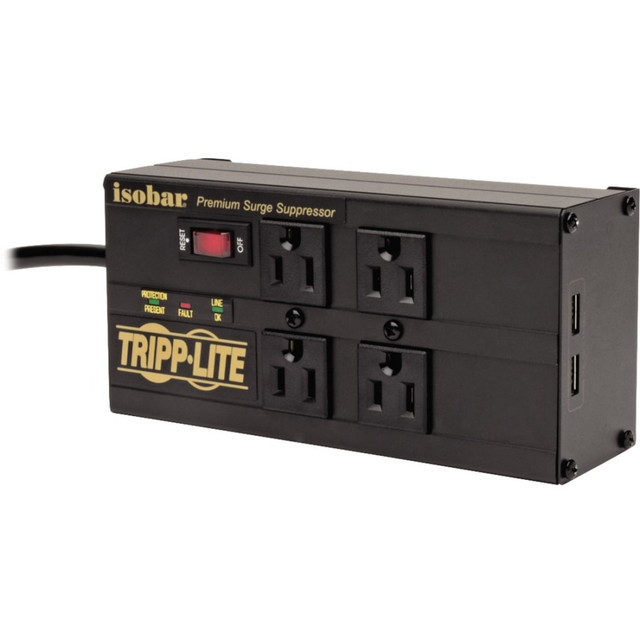 Flexible connectivity options. With a total of 6 outlets and 2 USB ports, the Isobar allows users to connect various devices simultaneously, enhancing usability in both home and office environments.  Safety compliance. This product is compliant with multiple standards including CSA and UL 1449 Third Edition, offering peace of mind with its proven safety features.  Reliable surge protection. This surge protector features a surge energy rating of 3330 Joules, which helps to safeguard connected devices from power surges and spikes.  Enhanced noise filtration. With EMI/RFI noise filtration of 80 dB, this surge protector significantly reduces electrical noise, promoting better performance for connected devices.  Fast surge response time. The surge protector boasts a response time of 1 ns, ensuring that any surge is mitigated almost instantaneously, protecting valuable electronics.  Helps save energy - designed to limit the energy used by other products, potentially helping you reduce your carbon footprint and save money.