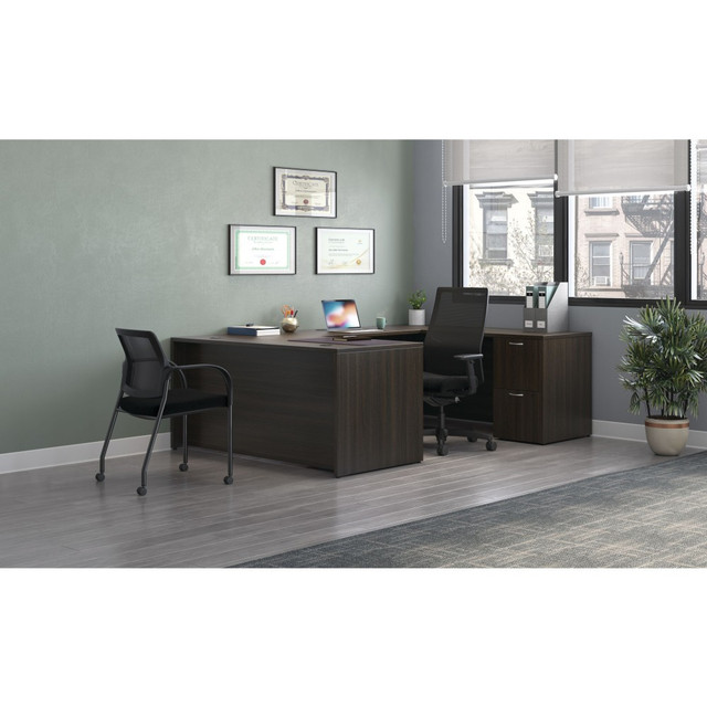 HON HONMOD081  Mod 66inW U-Station Computer Desk With Double-Pedestal, Java Oak