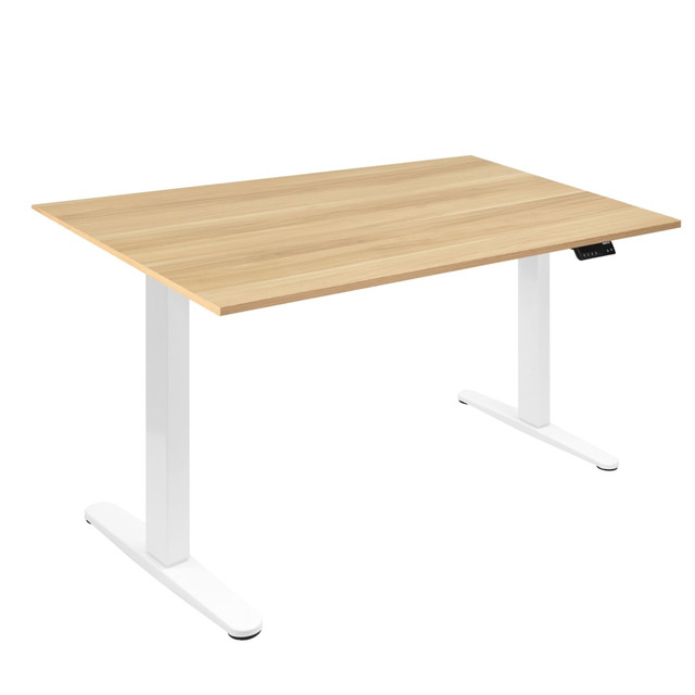 TRANSFORM PARTNERS LLC MI-18097 Mount-It! Dual Motor Electric 55inW Adjustable Height Standing Desk, Maple/White TRANSFORM PARTNERS LLC MI-18097 Mount-It! Dual Motor Electric 55inW Adjustable Height Standing Desk, Maple/White