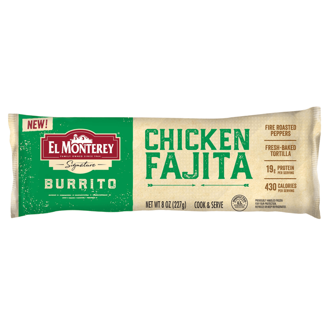 RUIZ FOOD PRODUCTS INC 10071007195270 El Monterey Chicken Fajita Burritos, 8 Oz, Carton Of 12 Burritos