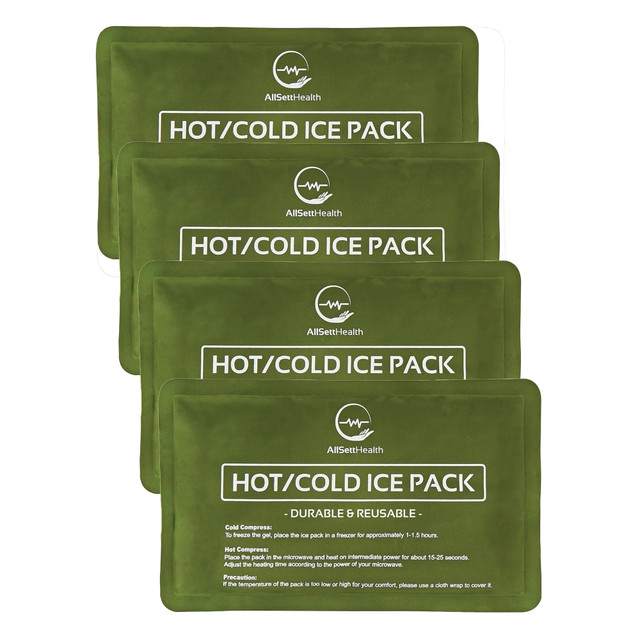 ALLSETT HEALTH(R) ASH0FG4PK AllSett Health Reusable Soft Gel Packs For Injuries, 10in x 6in, Green, Pack Of 4 Gel Packs