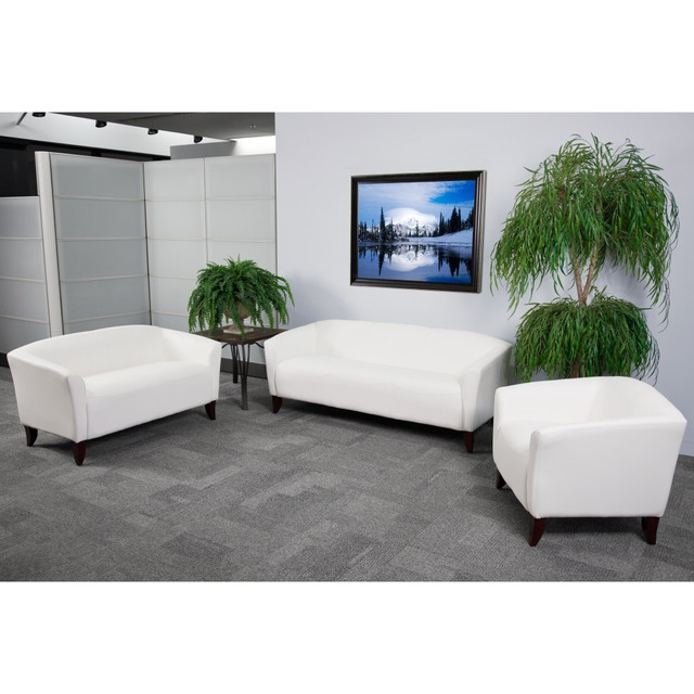 FLASH FURNITURE 1112WH  Hercules Imperial Leathersoft Loveseat, 29inH x 52inW x 29inD, Ivory/Cherry