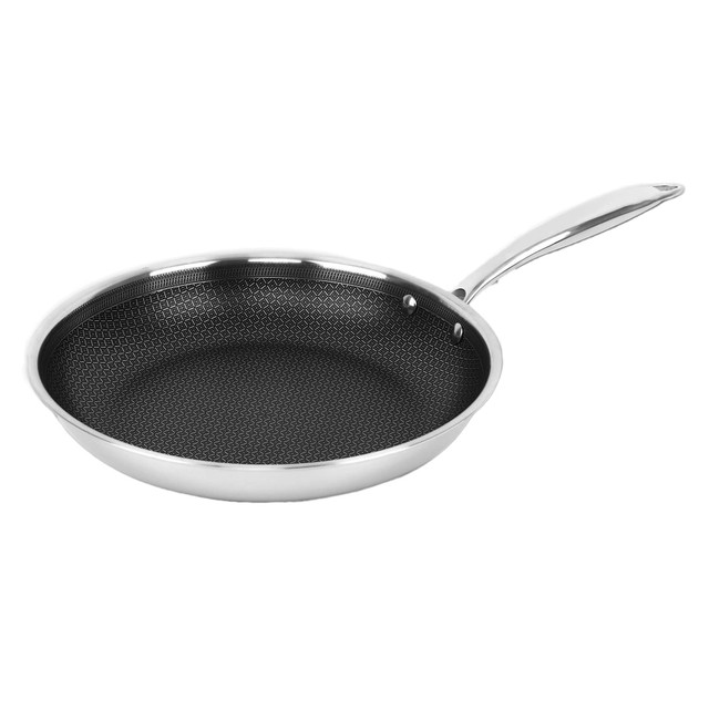 BRENTWOOD APPLIANCES, INC. B-FH28 Brentwood 3-Ply Hybrid Non-Stick Stainless Steel Induction-Ready Frying Pan, 11in, Silver