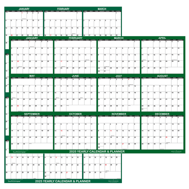 RELIABLE MAP COMPANY OF FLORIDA, LLC DBA SWIFTMAPS AND GRAPHICS SG 2025 GREEN 24 2025 SwiftGlimpse Reversible Yearly Wall Calendar, 24in x 36in, Green, January To December RELIABLE MAP COMPANY OF FLORIDA, LLC DBA SWIFTMAPS AND GRAPHICS SG 2025 GREEN 24 2025 SwiftGlimpse Reversible Yearly Wall Calendar, 24in x 36in, Green, January To December