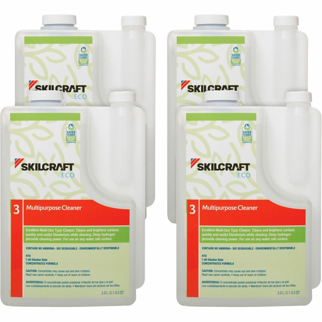 NATIONAL INDUSTRIES FOR THE BLIND 7149189 SKILCRAFT Multipurpose Cleaner - For Multipurpose, Hard Surface - Ready-To-Use/Concentrate - Liquid - 67.6 fl oz (2.1 quart)Bottle - 4 / Box - VOC-free, Non Ammoniated - Clear NATIONAL INDUSTRIES FOR THE BLIND 7149189 SKILCRAFT Multipurpose Cleaner - For Multipurpose, Hard Surface - Ready-To-Use/Concentrate - Liquid - 67.6 fl oz (2.1 quart)Bottle - 4 / Box - VOC-free, Non Ammoniated - Clear