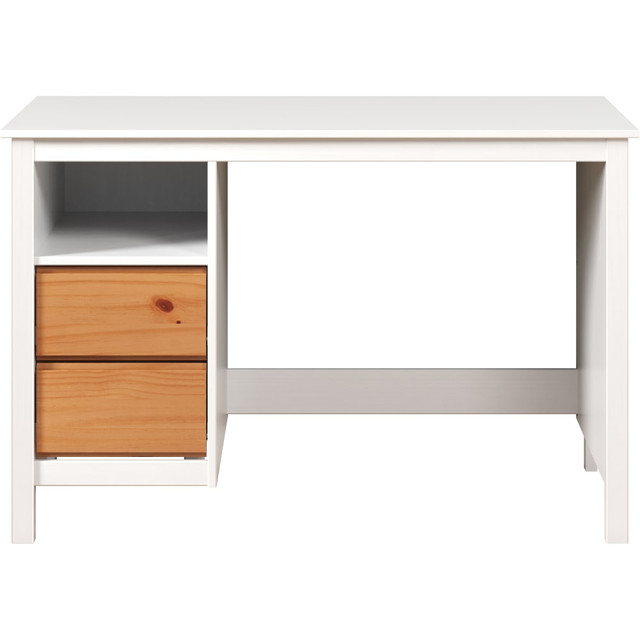 TRENDFURN LLC 129-001 Trendfurn Eclipse 46inW Desk With Storage, White/Honey