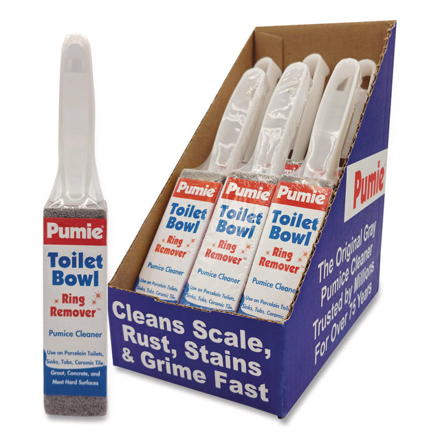 UNITED STATES PUMICE CO. JAN-6 Pumie Toilet Bowl Ring Remover with Handle, 1.25 x 5, Gray, 6/Pack