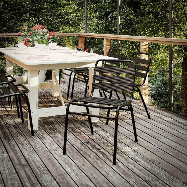 FLASH FURNITURE TLH015CBK Lila Aluminum Restaurant Stack Armless Chair, Black FLASH FURNITURE TLH015CBK Lila Aluminum Restaurant Stack Armless Chair, Black
