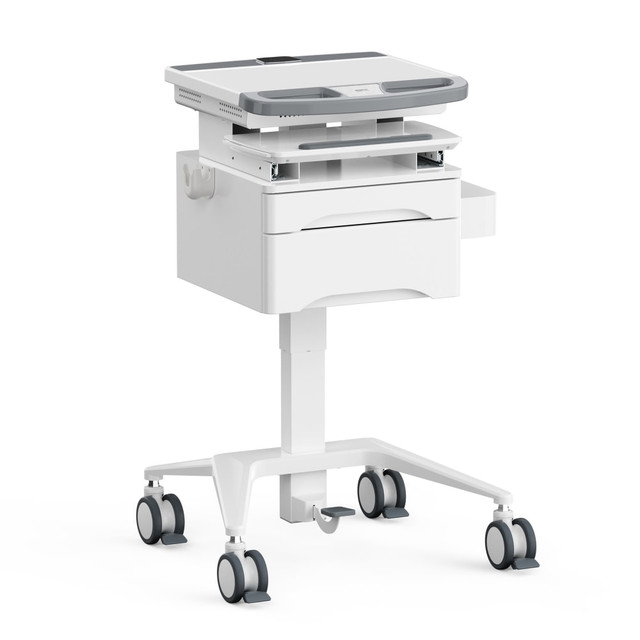 TRANSFORM PARTNERS LLC MI-16004 Mount-It! Medhub Mobile Workstation With Drawers, 31-1/2inH x 25-5/8inW x 21-3/4inD, White/Gray