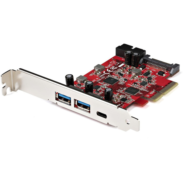 STARTECH.COM ADVANTAGE: IT professionals choice for over 30 years; This USB-A & USB-C combo PCI Express Host Controller card is backed for 2-years by StarTech.com, including free 24/5 North America based multi-lingual tech support  TRANSFER SPEEDS UP TO 10Gbps: USB-A & USB-C PCIe card adapter supports Multiple INs maintaining max bandwidth with mixed speed devices and UASP optimizing USB performance with external storage devices like SSDs, HDDs, NVMe drives; Works w/ USB 3.1/3.0/2.0  OPTIONAL POWER: USB PCIe expansion card with SATA power supplies supplemental power to the USB ports (when motherboard power is insufficient) providing up to 5V 3A/15W via the USB Type-C port & 5V 0.9A/4.5W via each USB port  COMPATIBILITY: USB C add-on card installs in full or low-profile PCIe 3.0 (x4 slot) desktop/server (full-profile bracket installed, low profile bracket incl.); lower performance with PCI-e 2.0; Windows/Linux/macOS auto driver install (Windows 8 & up)  HIGH PERFORMANCE: 5-Port USB PCIe card with ASMedia 3142 IC; 10Gbps Hub w/ 3 External Ports (2x USB-A & 1x USB-C) & two internal ports USB 5Gbps (1x Internal IDC header); Supports up to USB 3.2/3.1 Gen 2; Upgraded version to our popular card PEXUSB312EIC