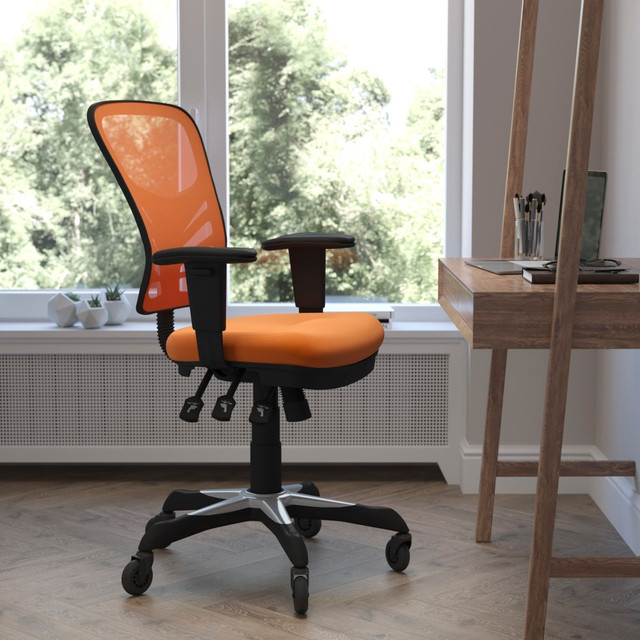 FLASH FURNITURE HL0001ORRLB Nicholas Ergonomic Mesh Mid-Back Multifunction Executive Swivel Office Chair, Orange/Black FLASH FURNITURE HL0001ORRLB Nicholas Ergonomic Mesh Mid-Back Multifunction Executive Swivel Office Chair, Orange/Black