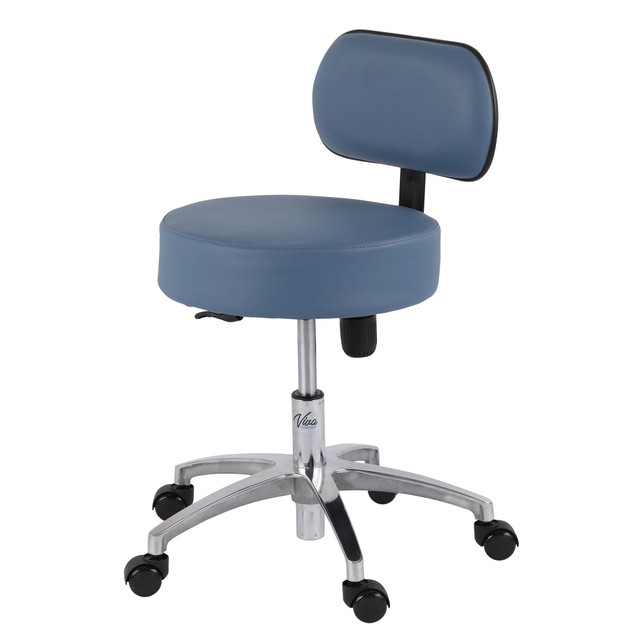 ADIR CORP. ADI910-03-BLU Alpine VivaComfort Pneumatic Height-Adjustable Exam Stool With Backrest, Midnight Express/Silver ADIR CORP. ADI910-03-BLU Alpine VivaComfort Pneumatic Height-Adjustable Exam Stool With Backrest, Midnight Express/Silver