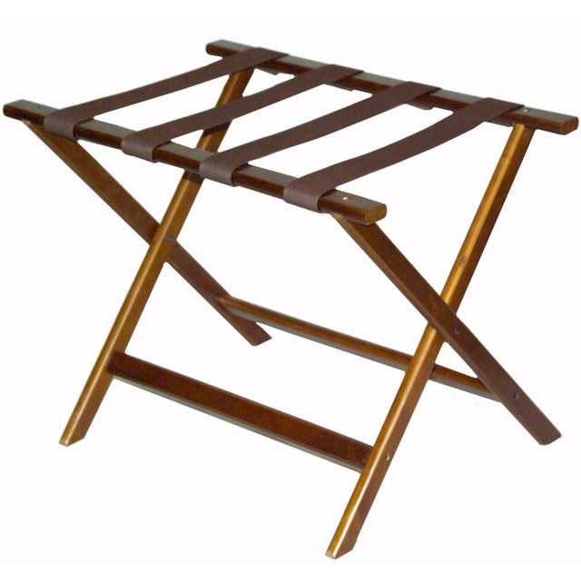 CENTRAL SPECIALTIES CO. 277DK CSL Economy Wood Luggage Racks, 19-1/2inH x 26inW x 17inD, Dark/Brown, Pack Of 6 Racks CENTRAL SPECIALTIES CO. 277DK CSL Economy Wood Luggage Racks, 19-1/2inH x 26inW x 17inD, Dark/Brown, Pack Of 6 Racks
