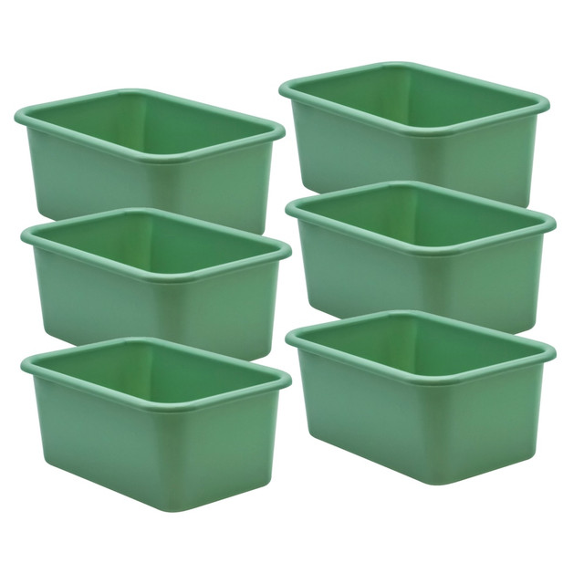 EDUCATORS RESOURCE TCR20396-6 Teacher Created Resources Small Plastic Storage Bins, 5inH x 11-3/8inW x 7-3/4inD, Eucalyptus Green, Pack Of 6 Bins EDUCATORS RESOURCE TCR20396-6 Teacher Created Resources Small Plastic Storage Bins, 5inH x 11-3/8inW x 7-3/4inD, Eucalyptus Green, Pack Of 6 Bins