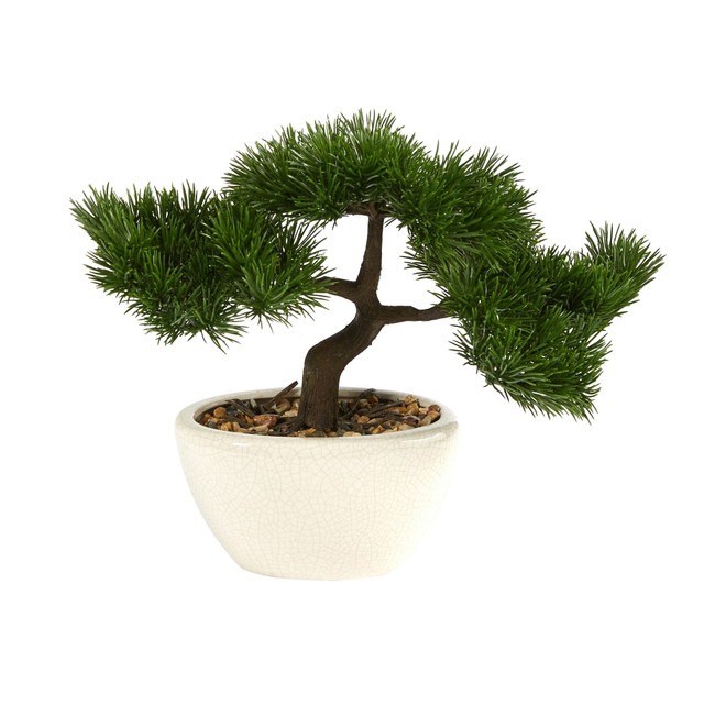 NEARLY NATURAL INC. T2020 Nearly Natural Cedar Bonsai 10inH Artificial Tree With Decorative Planter, 10inH x 10inW x 5inD, Green/Black NEARLY NATURAL INC. T2020 Nearly Natural Cedar Bonsai 10inH Artificial Tree With Decorative Planter, 10inH x 10inW x 5inD, Green/Black