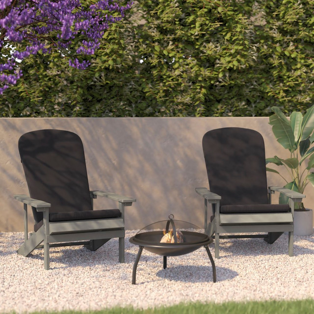 FLASH FURNITURE 2JJC14501CSGYLG Charlestown All-Weather Outdoor Furniture Adirondack Chairs With Cushions, Gray, Set Of 2 Chairs FLASH FURNITURE 2JJC14501CSGYLG Charlestown All-Weather Outdoor Furniture Adirondack Chairs With Cushions, Gray, Set Of 2 Chairs