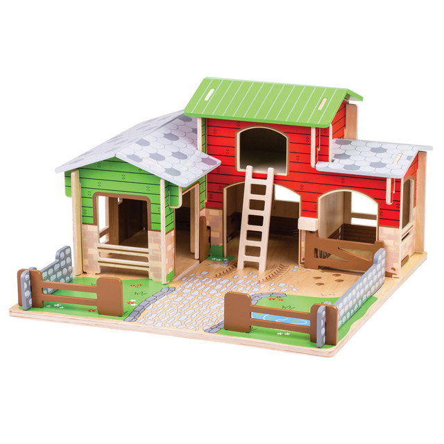 GS1 UK BJTJT152 Bigjigs Toys Cobblestone Farm Playset