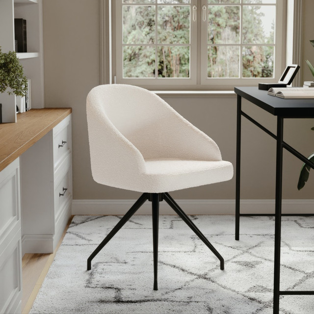 FLASH FURNITURE CH222119WHBK Martha Stewart Sora Upholstered Mid-Back Stationary Office Task Chair, Boucle, White/Oil-Rubbed Bronze FLASH FURNITURE CH222119WHBK Martha Stewart Sora Upholstered Mid-Back Stationary Office Task Chair, Boucle, White/Oil-Rubbed Bronze