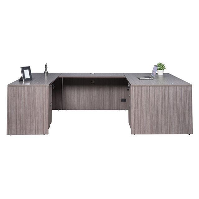 NORSTAR OFFICE PRODUCTS INC. GROUPA14-DW Boss Office Products 66inW Executive U-Shaped Desk With 2 Box/Box/File Storage Pedestals, Driftwood NORSTAR OFFICE PRODUCTS INC. GROUPA14-DW Boss Office Products 66inW Executive U-Shaped Desk With 2 Box/Box/File Storage Pedestals, Driftwood
