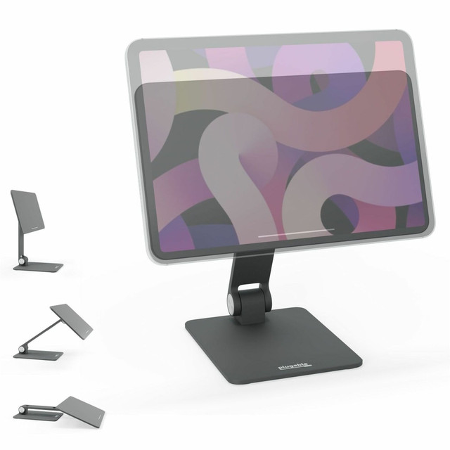 PLUGABLE TECHNOLOGIES AMS-STAND11 Plugable Magnetic Tablet Holder for iPad Stand Compatible with MagSafe iPad Pro 11in and iPad Air 10.9in - Portable Foldable 360 deg. Rotating Stand