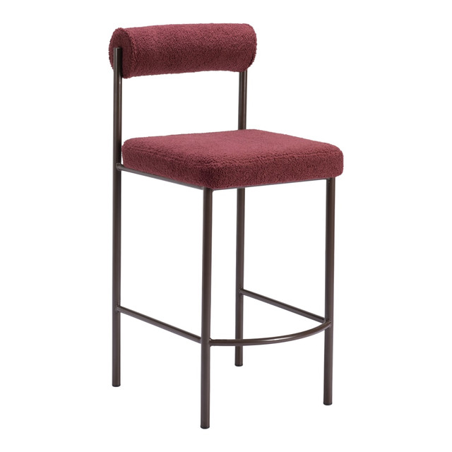 ZUO MODERN 109813 Zuo Livorno Counter-Height Stools, Red/Bronze, Set Of 2 Stools