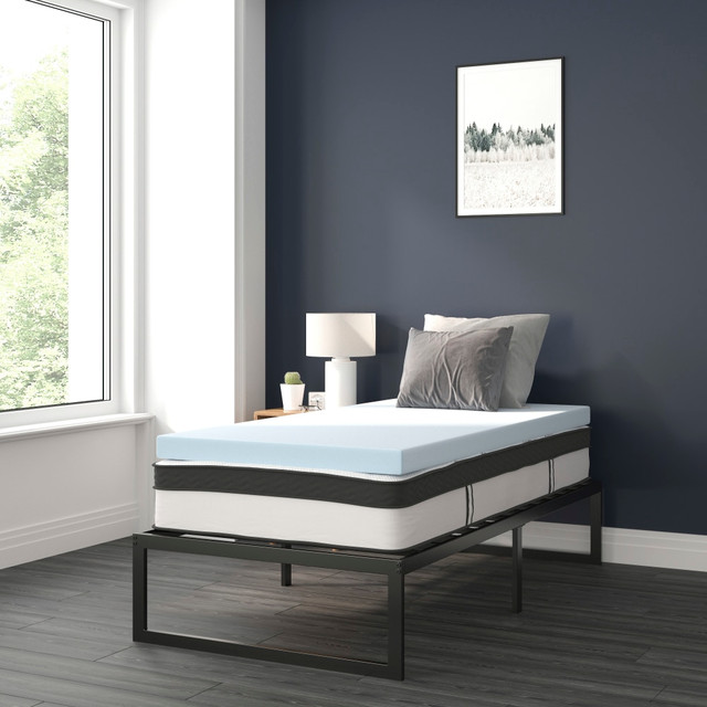 FLASH FURNITURE XUBD12PSM3M35T 14in Metal Platform Bed Frame With 12in Pocket Spring Mattress & 3in Cool Gel Memory Foam Topper, Twin, Black FLASH FURNITURE XUBD12PSM3M35T 14in Metal Platform Bed Frame With 12in Pocket Spring Mattress & 3in Cool Gel Memory Foam Topper, Twin, Black