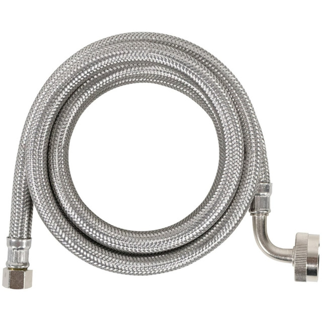 SELA PRODUCTS, LLC DW60SSL Certified Appliance Accessories Braided Stainless Steel Dishwasher Connector with FGH Elbow - 60in - Silver, Stainless Steel - Stainless Steel, Vinyl, Polyvinyl Chloride (PVC), Polyester