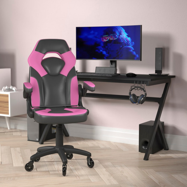 FLASH FURNITURE CH00095PKRLB  X10 Racing Ergonomic Faux Leather Computer Gaming Chair, Pink