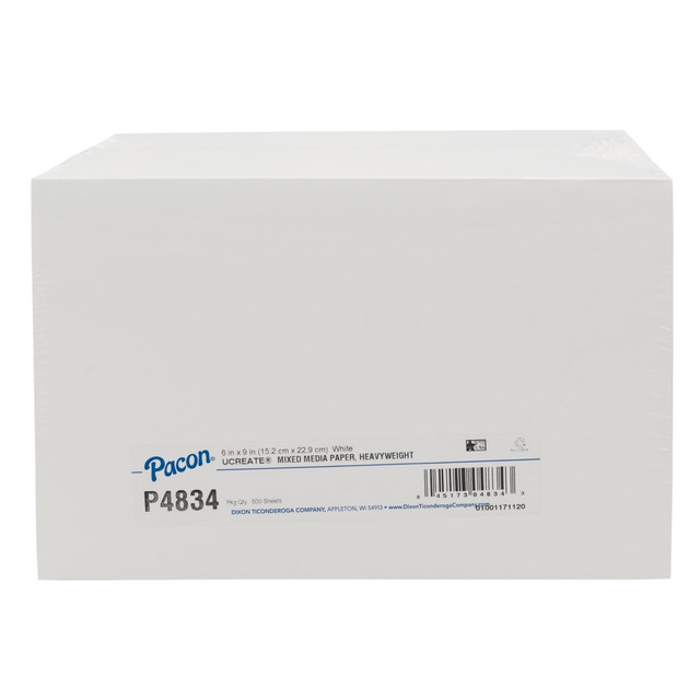 PACON CORPORATION PAC4834 Pacon UCreate Mixed Media Art Paper, Heavyweight, 6in x 9in, White, Pack Of 500 Sheets PACON CORPORATION PAC4834 Pacon UCreate Mixed Media Art Paper, Heavyweight, 6in x 9in, White, Pack Of 500 Sheets